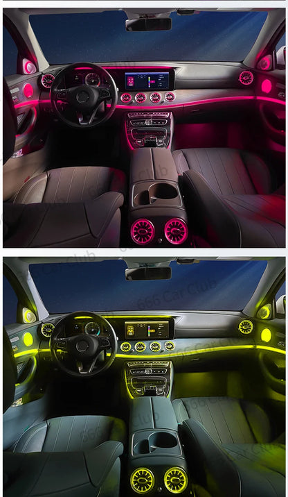 256 Colour LED Vents For Mercedes Benz C Class W205 W447 W213 W156 W117 W176 Bluetooth APP Control Car Nozzle Turbine Air Outlet