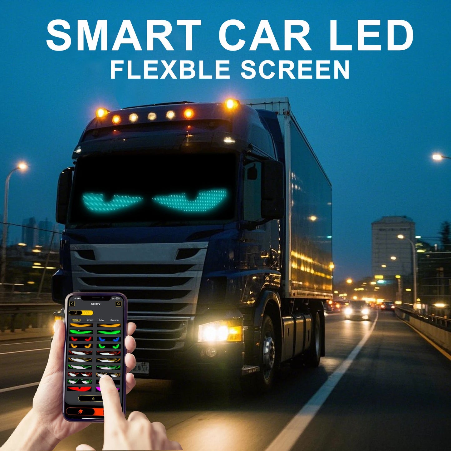 LED Devil Eyes Programmable LED Display Flexible for Car Board Windshield App Remote Control Custom Text Pattern Decor LED Light