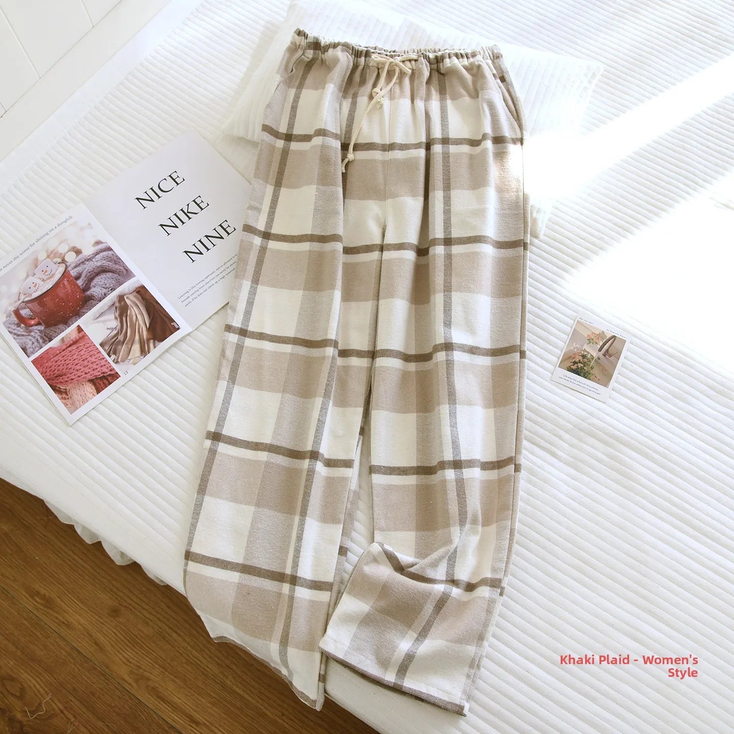 Cotton Flannel Plaid Sleepwear Loose Fit Home Pants Casual Wear for Men And Women Autumn Spring Seasonal Comfortable Long Pants