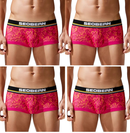 Tauwell 4-Pack Men's Summer Ice-Cool Comfortable Boxer Briefs Underwear Soft Breathable Casual Briefs for Men