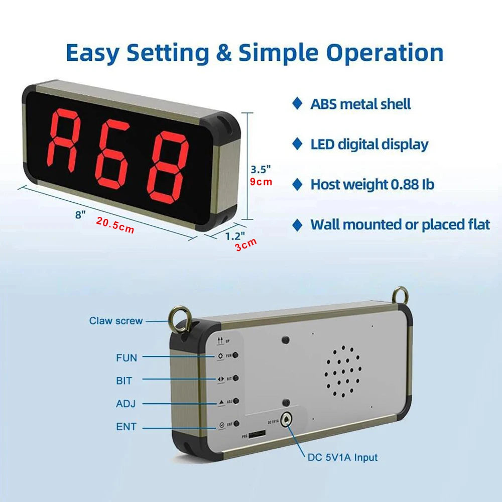 BYHUBYENG Restaurant Pager Waiter Calling System Watch Receivers Waterproof Call Buttons for Food Truck Cafe Customer Service