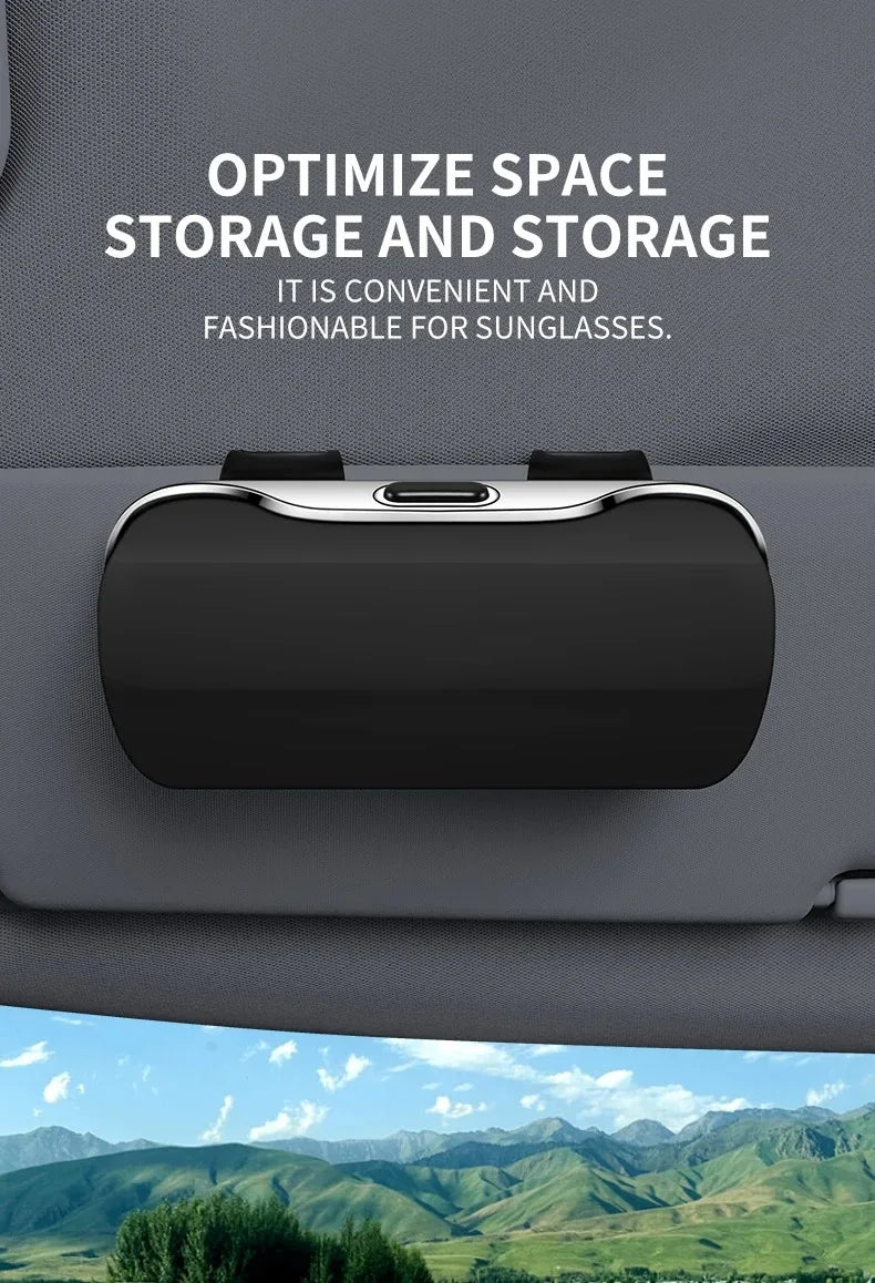 Multifunction Car Glasses Box Portable Car Sunglasses Holder Car Driving Glasses Holder Eyeglass Case Sun Visor For Model Y BMW