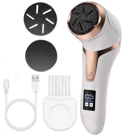 Rechargeable Electric Foot Rasp Electric Pedicure Foot Sander IPX7 Waterproof 3 Grinding Heads to Eliminate Feet Dead Skin