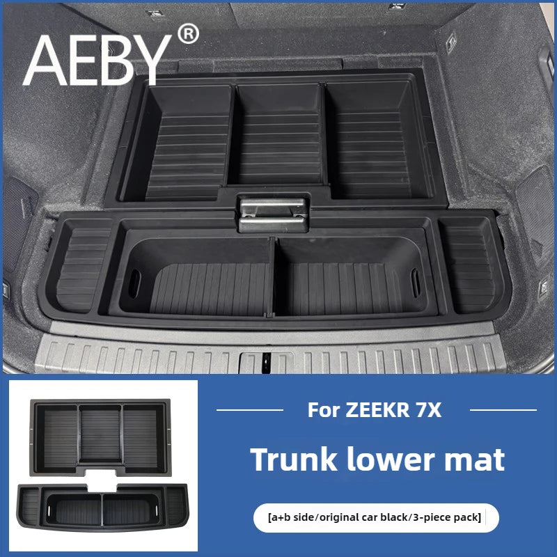 AEBY For ZEEKR 7X 2024 2025 Trunk Organizer Box Waterproof Multi-Purpose Rear Cargo Storage Box With Handle Interior Accessories