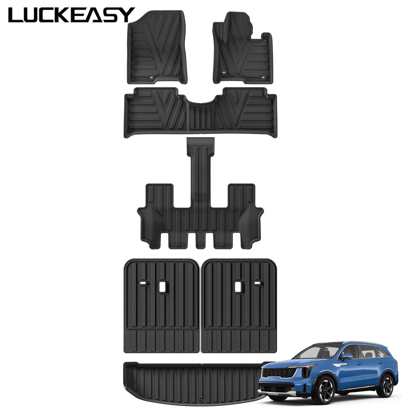 Right Drive for Kia Sorento Fuel 2021-2025 6Seats TPE 3D Floor Mats Trunk Pad Backrest Liner Cargo Car Interior Accessories