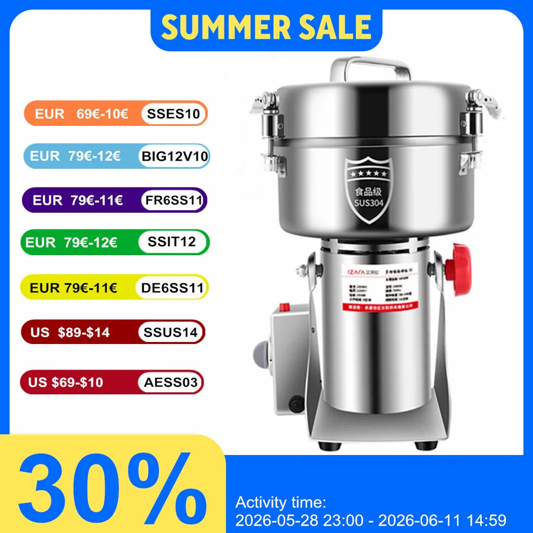 Commercial Electric 2500g Spice Grinder Ceramic Blade Plastic Housing for Outdoor Use Mixer and Coffee Grinder Machine
