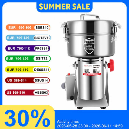 Commercial Electric 2500g Spice Grinder Ceramic Blade Plastic Housing for Outdoor Use Mixer and Coffee Grinder Machine