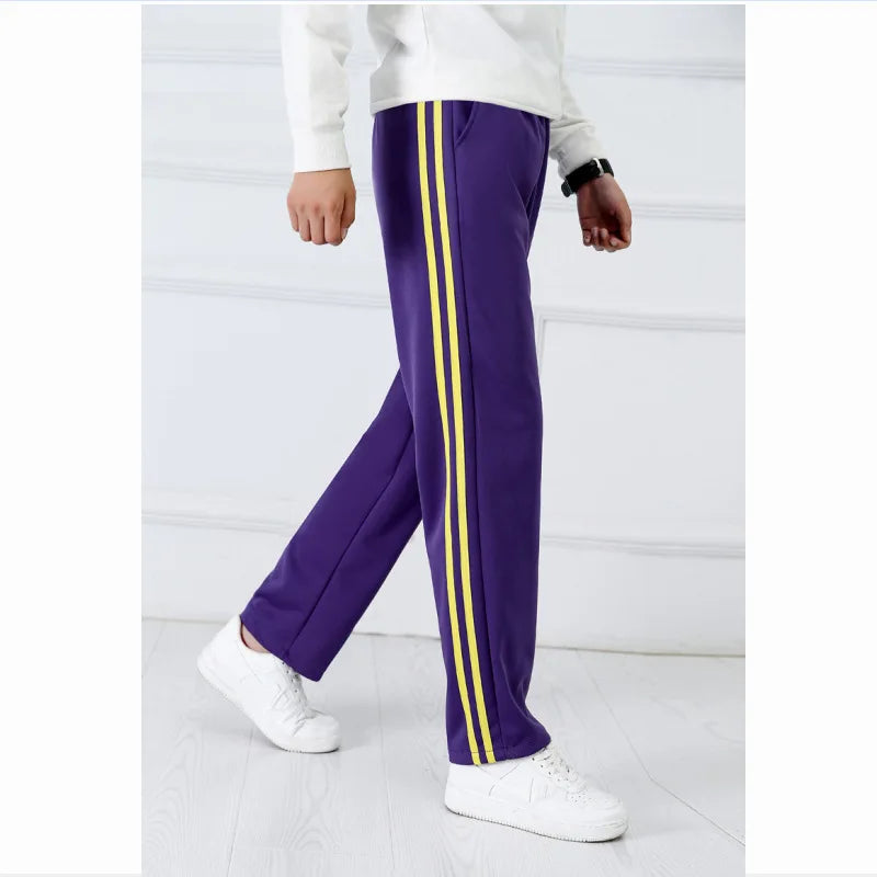 Purple Unisex New Track Pants Casual Sweatpants Mens Striped Bastic Trousers Straight Pants Joggers Simple Work Pants