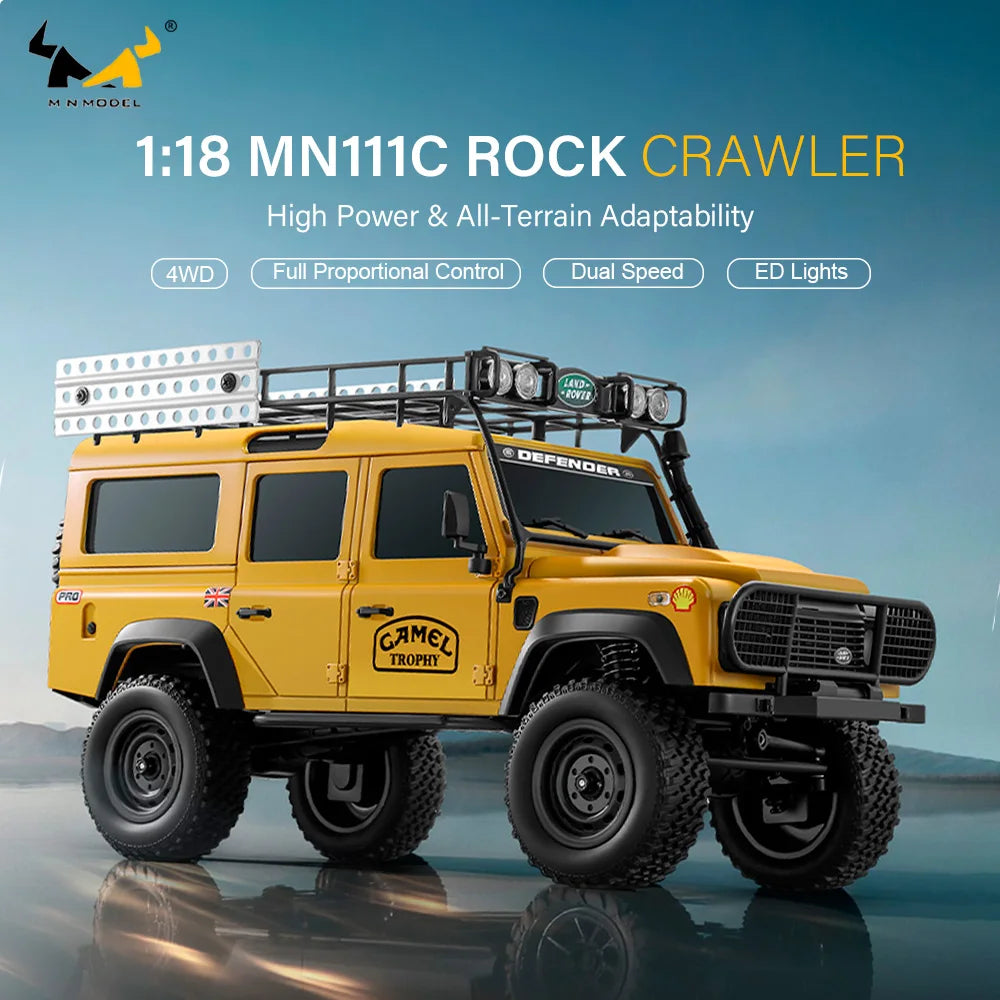MN-111C 1/18 RC Crawler Car Full Proportional 4WD Off Road Truck with LED Lights