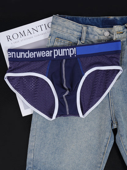 3 PCS Men's Mesh Briefs U Convex Pouch Elastic Waistband Breathable Colorful Sexy Underwear