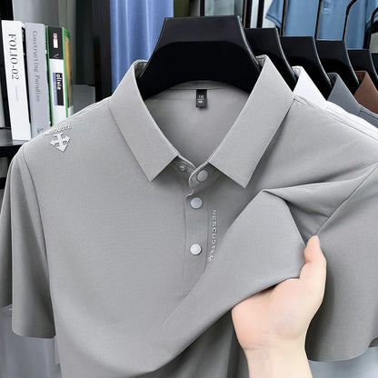Hot-Selling Man Short-Sleeved Polo Shirt Letter Print Button Lapel Summer T-Shirt Sports Casual Outdoor Seamless Men's Clothing