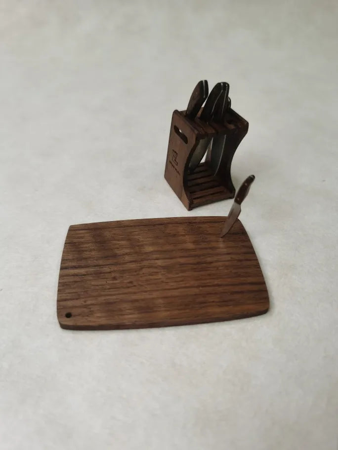 1:6 Doll House Mini Model Furniture Accessories Kitchen Solid Wood Cutting Tool Set Knife Scissors Bjd Blyth Soldier Lol Props