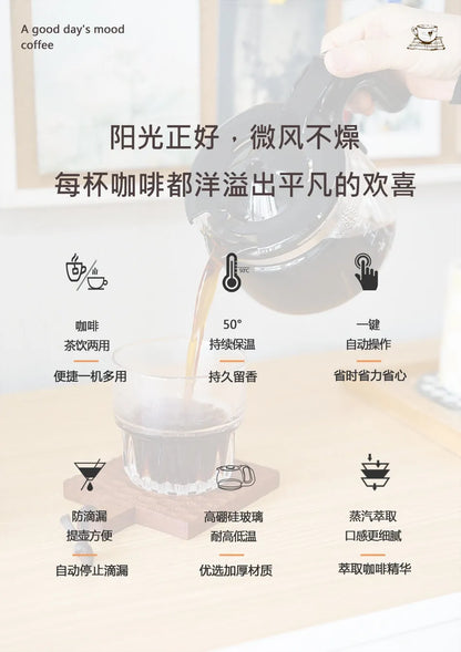 220V HOMEZEST German Coffee Maker Automatic Drip Coffee Machine Mini American Brewer for Home Tea
