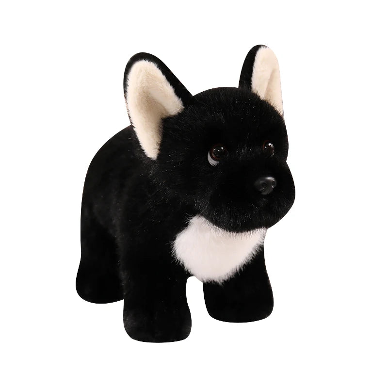 Black Bulldog Plush Toy Stuffed Puppy Doll Cuddly Pillow Dog Room Decor Xmas Birthday Gift Cartoon Animal Simulation