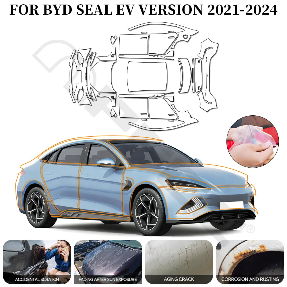 For BYD Seal EV Version 2021-2024 PPF Car Film 9Mil Pre-Cut Paint Protection Film TPU Invisible Anti-scratch Vinyl Wrap Film