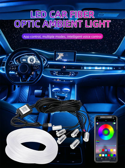 Car 4/5/6in1 Interior Decoration Ambient RGB Fiber-Optic Light Strip USB Dashboard Neon Light Strip App Control Accessories