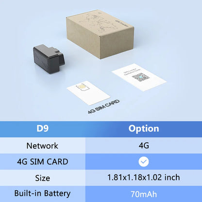 4G Mini OBD Car Tracker Builtin Battery Plug Play OBD II Car GPS Tracker Auto Truck Car Anti-Theft Vibration Alarm Free APP