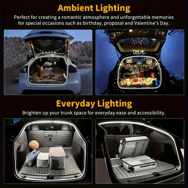LED Trunk Lighting Lights Dynamic Flowing Flexible Light Strip On/Off Scanning Atmosphere Lamp Waterproof for Car Accessories