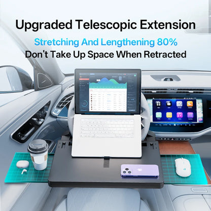 Multifunctional Car Steering Wheel Desk Portable Laptop Desk Foldable Car Storage Stand Work and Dining Table Travel Office