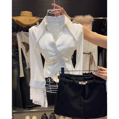 Elegant V-Neck Long Sleeve Women's Shirt Inner Wear Top Stylish Design Autumn Winter Polished Personality Soft Temperament