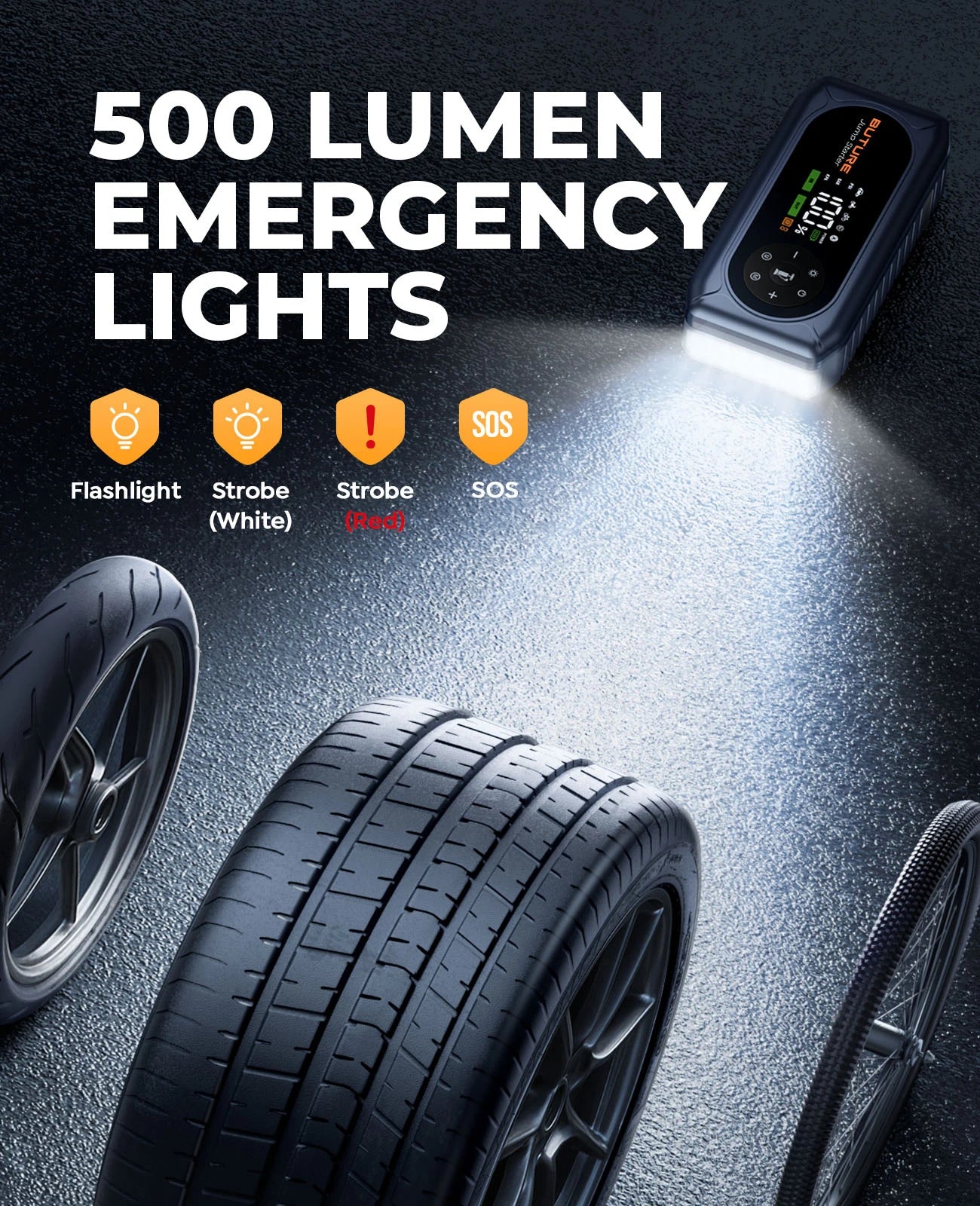 BUTURE 5500A Car Jump Starter BC02 Power Bank Portable 150PSI Air Pump Car Battery Emergency Boosters Car Starter Starting