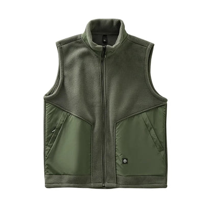 DUKEEN Men's Fleece Vest 2024 Winter New Sleeveless Warm Stand Collar Jackets Basic Men's Chlothing