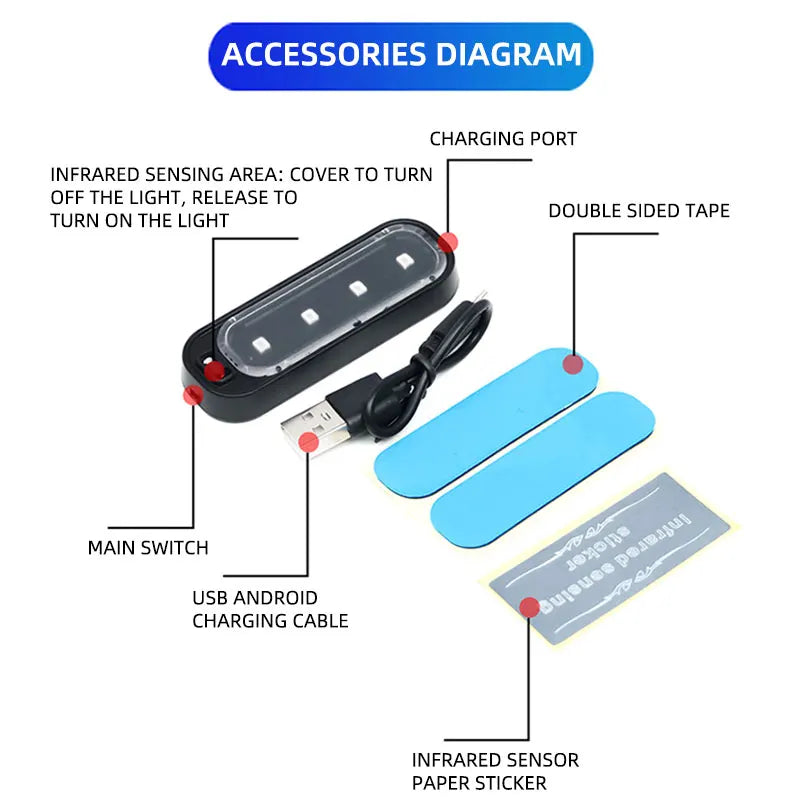 2/4pcs Car LED Door Light USB Charging Wireless Door Warning Lights Safe Anti-collision Signal Lamp Welcome Atmosphere Light