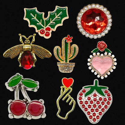 1/8pcs Red Cherry Strawberry Metal Shoe Charms Bling Cactus Luxury Shoe Decoration Accessories Pin Clog for Women Girls Gift