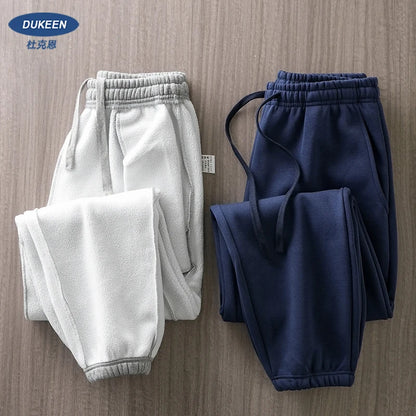 DUKEEN 500G Heavyweight Men's Fleece Jogger Sweatpants Autumn and Winter Basic Soild Color Thick Sport Long Pants Men's Clothing