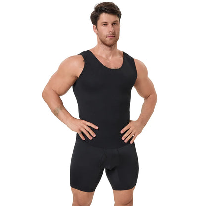 Men's Compression Full Body Bodysuit Tummy Thigh Control Slim Shapewear Open Crotch Easy Toilet Fitness Daily Base Undershirt