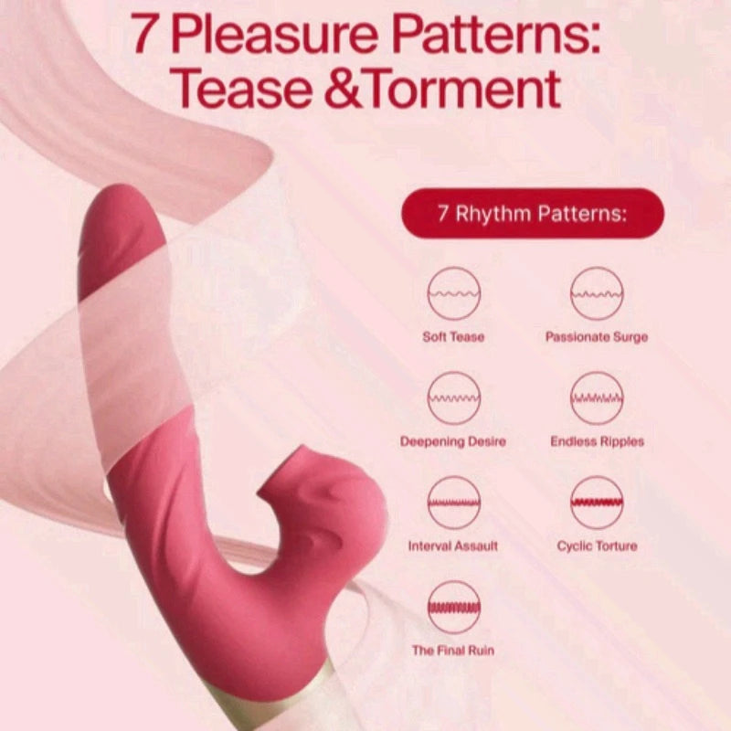 Dual G Spot Vibrator for Women Jissbon Rosy Bloom Double Head Clitoris Massager with 10 Speeds Rechargeable Adult Sex Toy