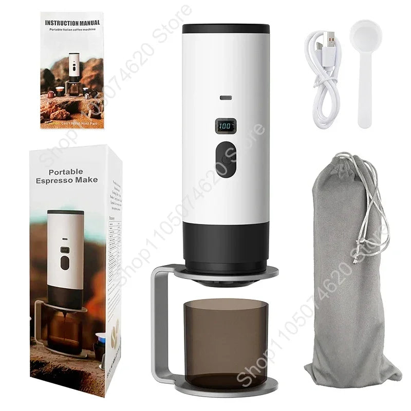 Portable Coffee Machine Wireless 15Bar 7800mAh Digital Display 3-in-1 for Ground/Nespresso/DolceGusto Capsule Coffee Maker