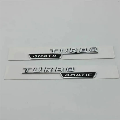 2pcs Car Letters Fender Trim Badge Turbo 4matic Emblem Sticker For Mercedes A45 Cla45 Amg C117 Gla45 Gle53 X247 Accessories
