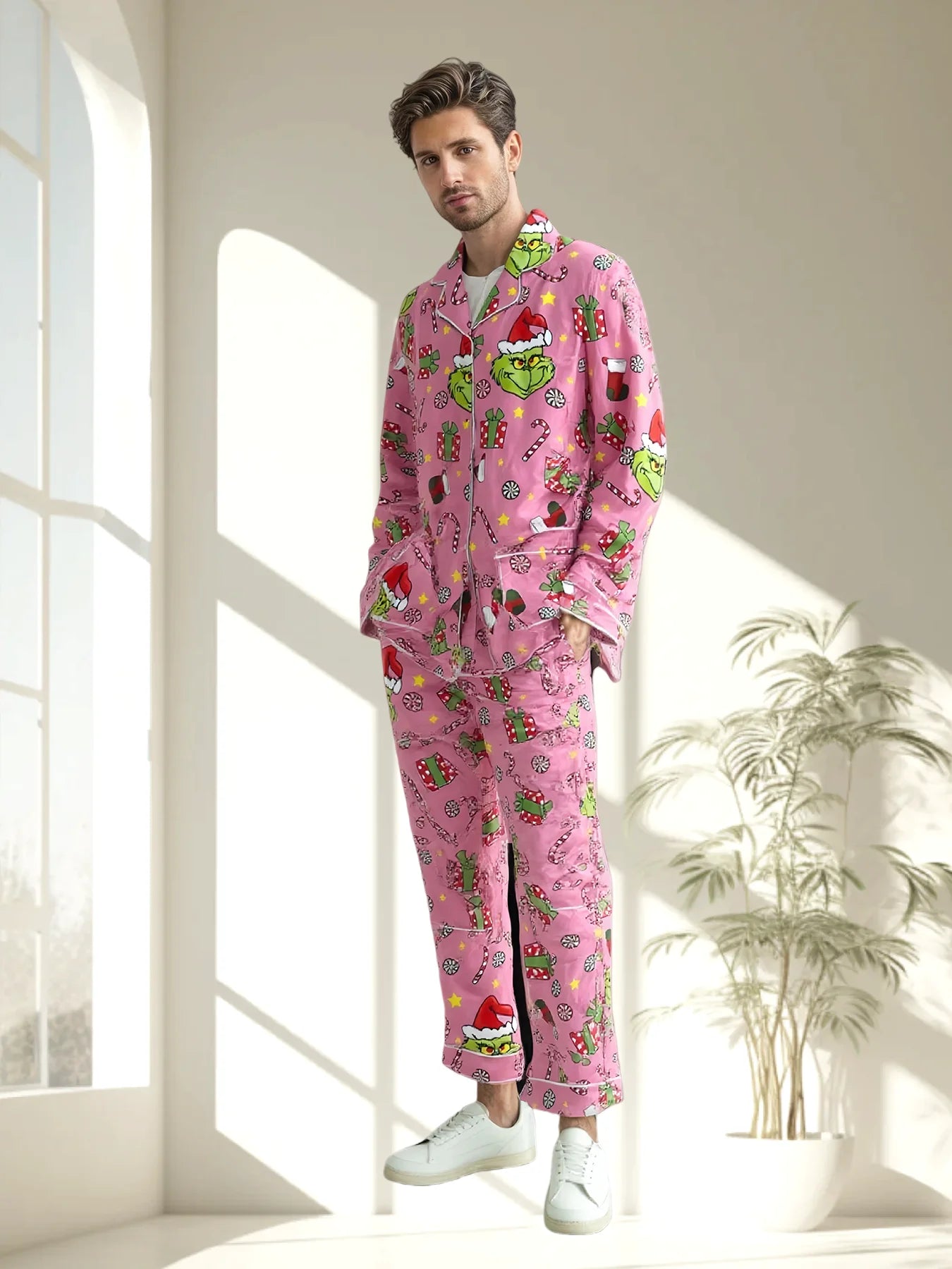 Men's Long Sleeved Shirt, Pajamas Set