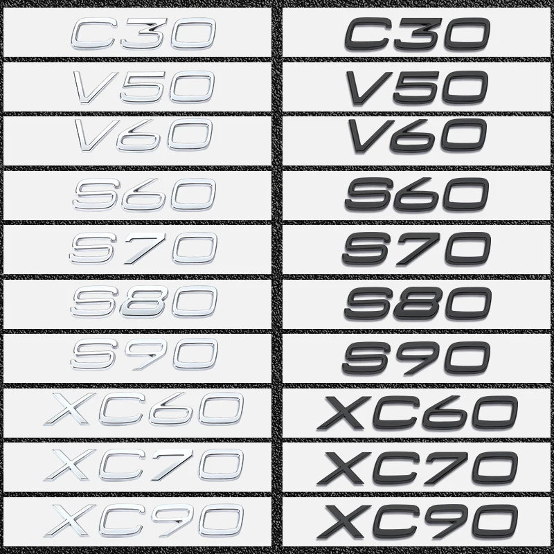 3d Black Car Trunk Letters For Volvo C30 V40 V50 V60 V90 S40 S60 S80 S90 XC40 XC60 XC90 Emblem Logo Badge Sticker Accessories