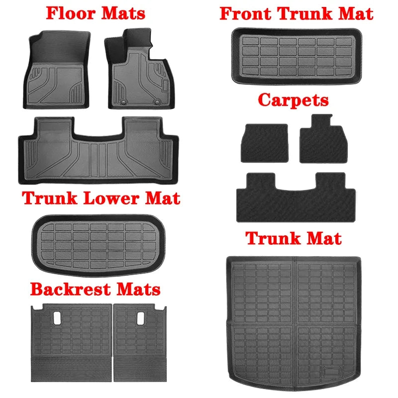 For BYD SEALION 7 2024 2025 TPE Car Floor Mats (Only RHD), All Weather Waterproof Backrest  Trunk  Frunk
