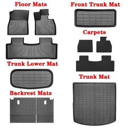 For BYD SEALION 7 2024 2025 TPE Car Floor Mats (Only RHD), All Weather Waterproof Backrest  Trunk  Frunk