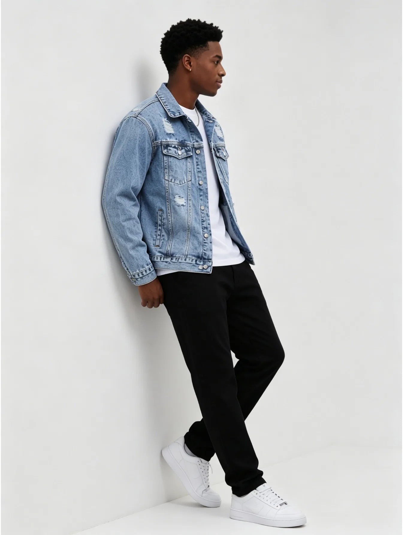 1PC Daily Stylish Denim Coat Outdoor Men Casual Jacket Undecorated Look Not Hoodie