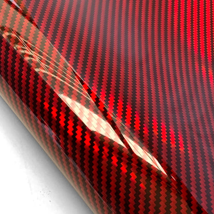 Carbon Fiber Laser Red Car Stickers Glossy Holographic Vinyl Wrap Films Air Release Bubble Free Auto Body Decal Car Accessories
