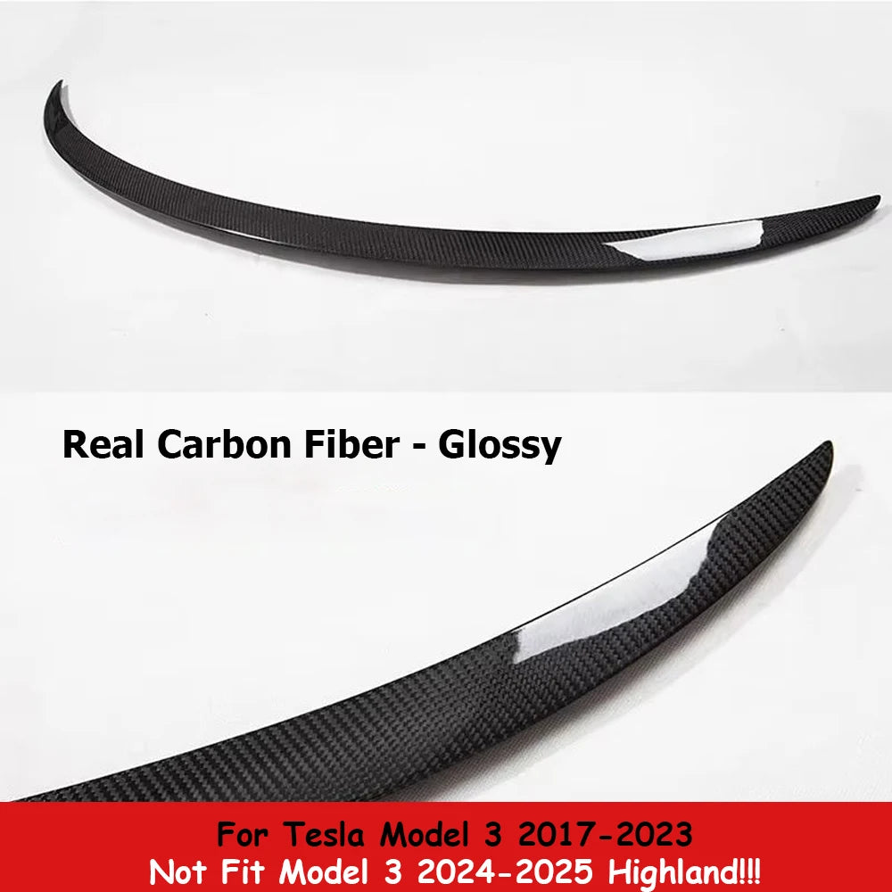 For Tesla Model Y 2024-2020 Spoiler Model 3 Highland 2017-2026 Trunk Wing Real Carbon Fiber Original Modely Car Accessories