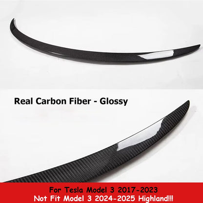 For Tesla Model Y 2024-2020 Spoiler Model 3 Highland 2017-2026 Trunk Wing Real Carbon Fiber Original Modely Car Accessories