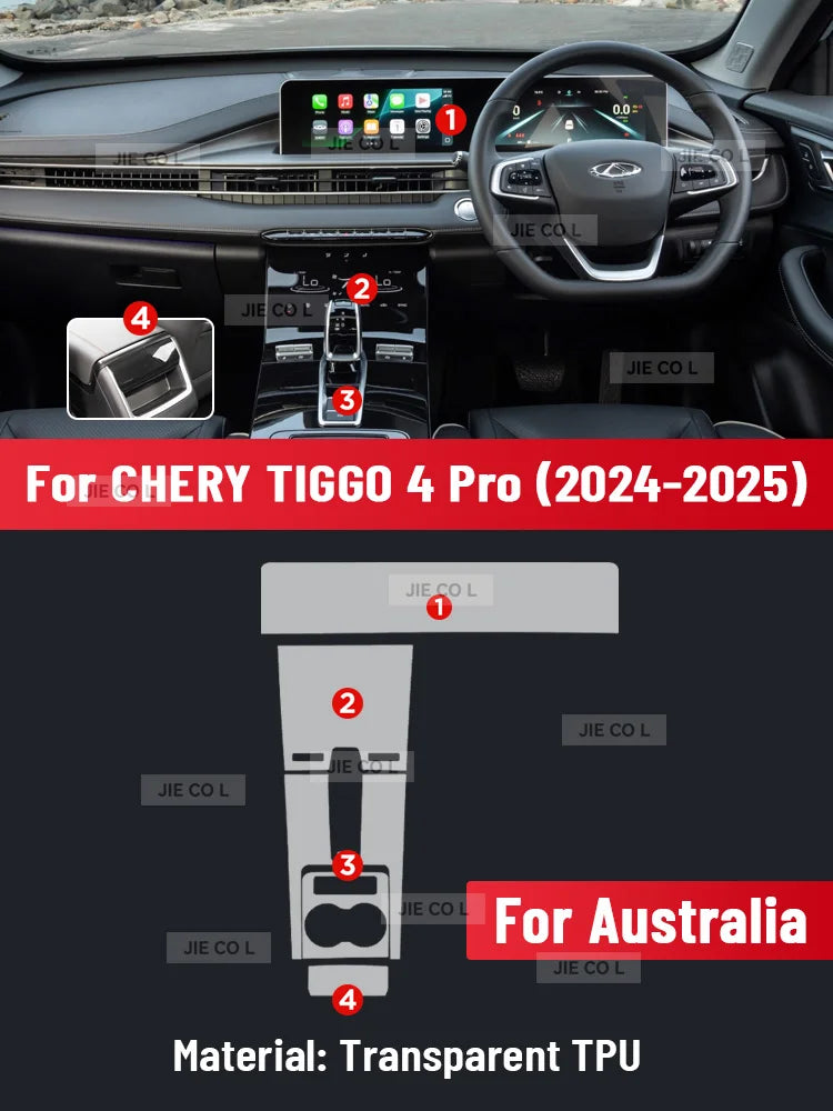 For CHERY TIGGO 4 Pro 2025 Anti-scratch Car Door Center Console Media Dashboard Navigation Car Accessories TPU Protector Film