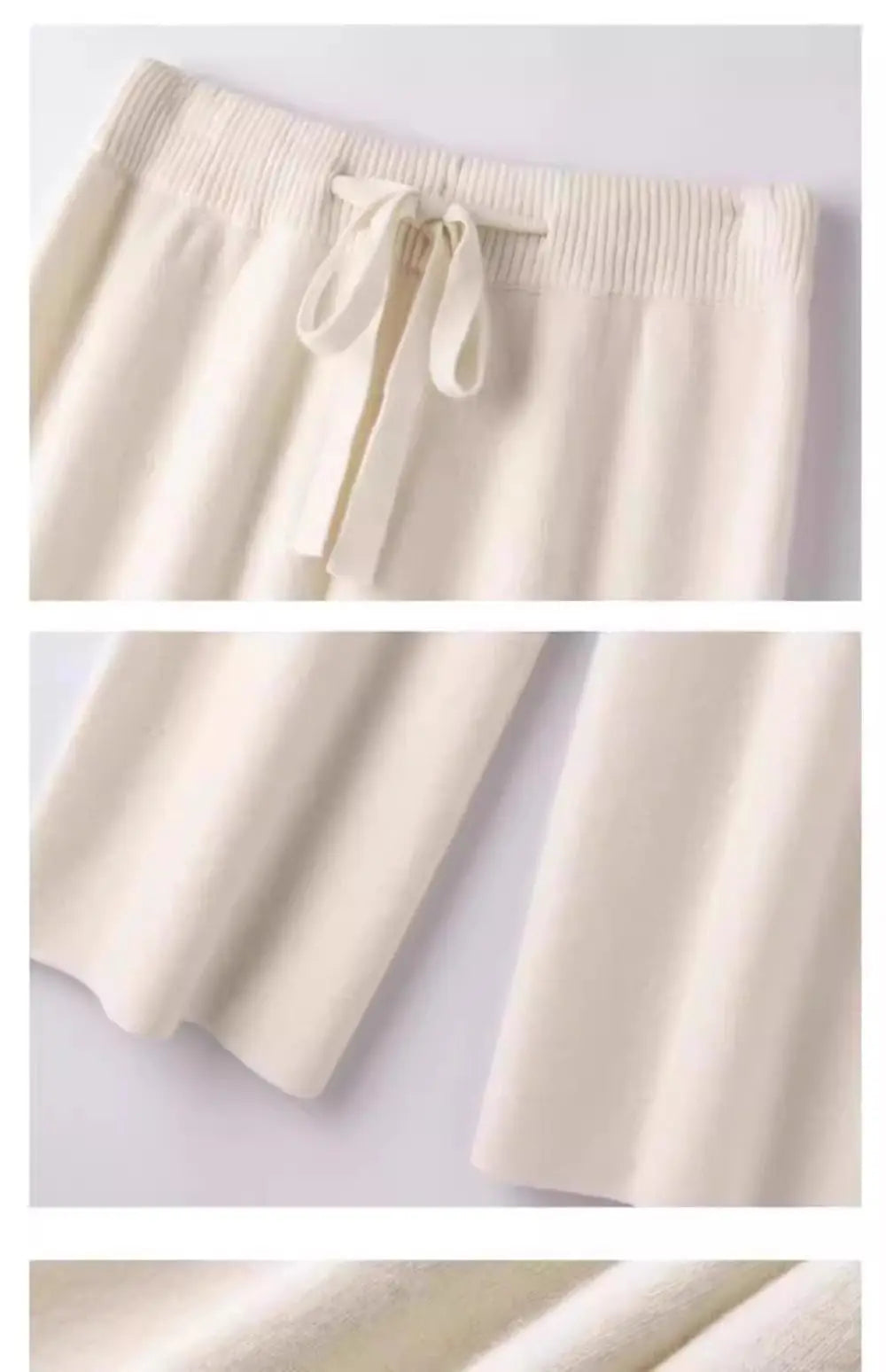 High Waist Wool Knitted Wide Leg Pants Women's Outerwear Autumn Winter Thickened Floor-Length Straight Cut Casual Trousers