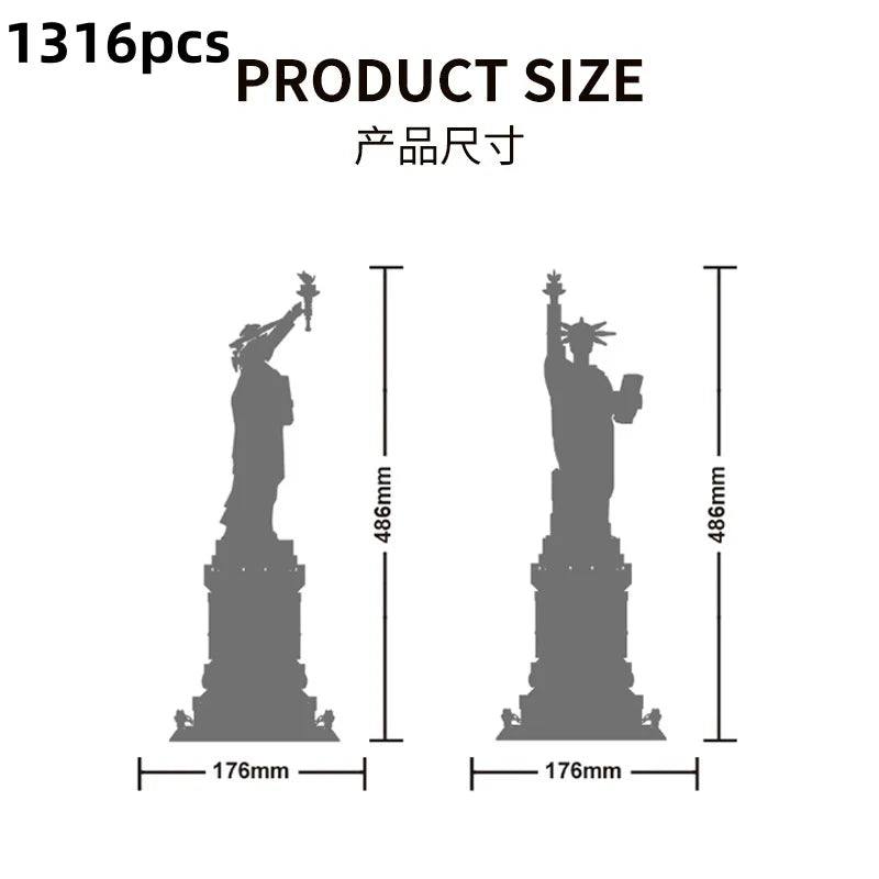Wange Building Blocks Statue of Liberty Sculpture Building Block Model Adult Hands-On Toy