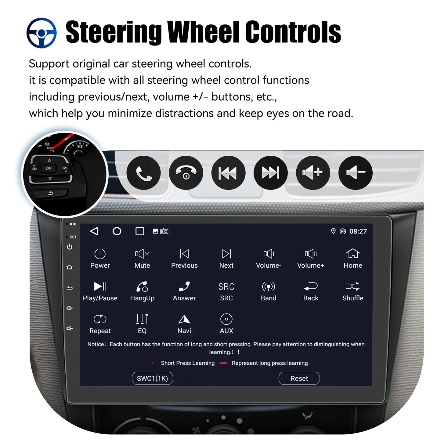 7"/9"/10“ 2 DIN Android 15 4+64G Car Stereo Multimedia Player Universal Carplay Android Auto GPS Navigation FM Radio Touchscreen