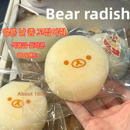 2Pc handmade Squishy with BUTTER texture - Banana Carrot bear shaped to relieve stress - Food grade silicone S