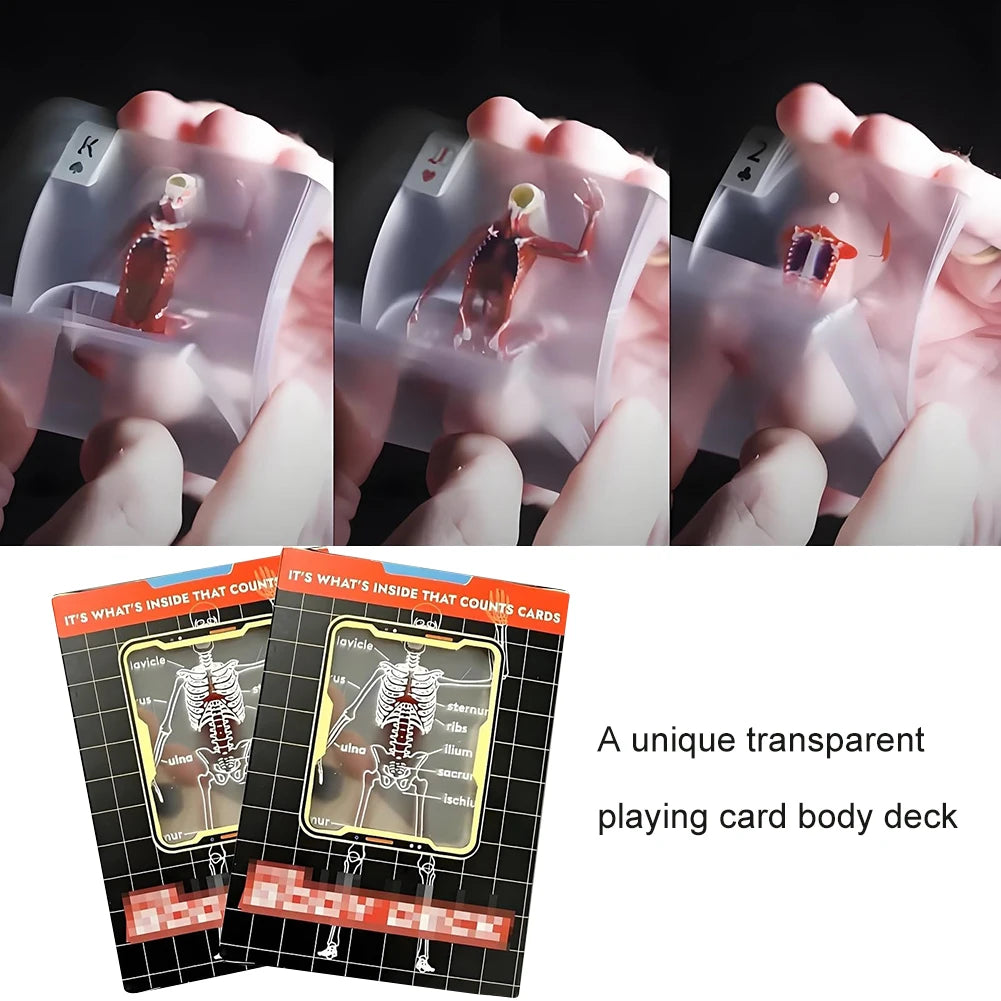 1-3PCS Human Anatomy Poker Cards The Body Deck Skeleton Playing Cards Waterproof Plastic Playing Cards Fun Halloween Board Game