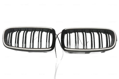 LED Light Front Bumper Racing Grille Grill For BMW 3 Series F30 F31 320i 330i 335i 2012-2019 1 Pair Gloss Black Kidney Grills