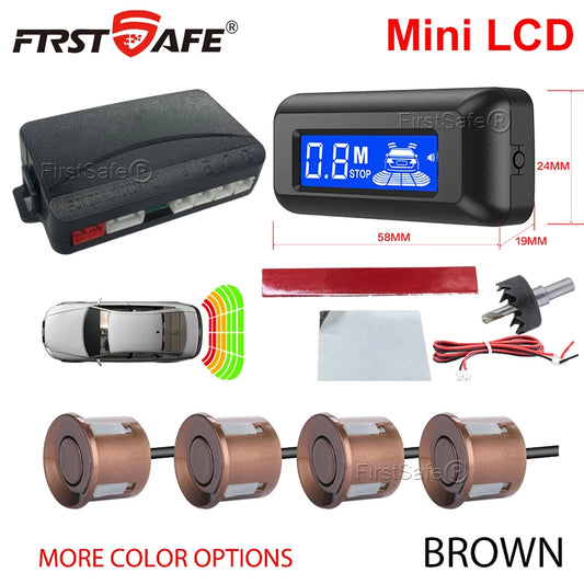 FirstSafe Factory Car Parking Sensor Kit Mini LCD Display With 22mm 4 Sensors Radar Detector System Universal All Car