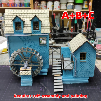 Assembly Architectural Miniature Building Architecture European Rural Watermill Vernacular House Diorama Scale Model Kit 1/35